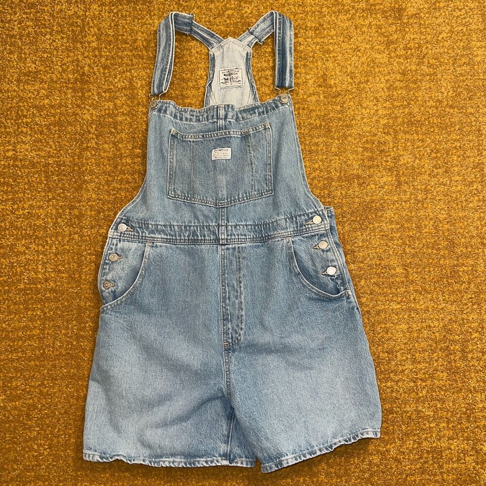 Levi's Shortalls Overalls 100% Cotton Women's XL Blue Denim Workwear FLAWS
